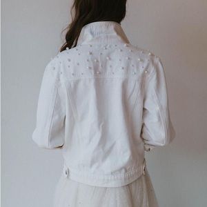 Untamed Petals Pearl Posy White Denim Jacket - L